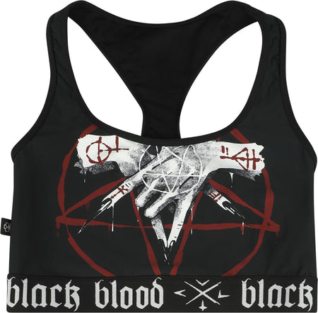 Haut de bikini Gothic de Black Blood by Gothicana - Haut de Bikini avec Pentagramme - S à XL - pour Femme - noir - Black Blood by Gothicana