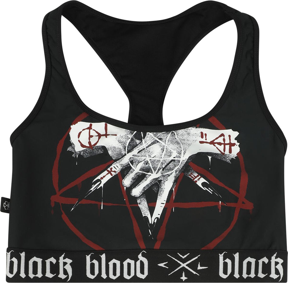 Haut de bikini Gothic de Black Blood by Gothicana - Haut de Bikini avec Pentagramme - S à XL - pour Femme - noir - Black Blood by Gothicana