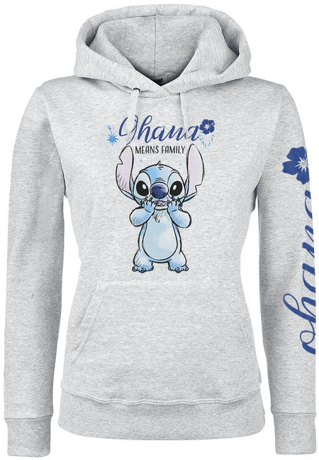 Sweat-shirt à capuche Disney de Lilo & Stitch - Ohana - S à XXL - pour Femme - gris - Lilo & Stitch