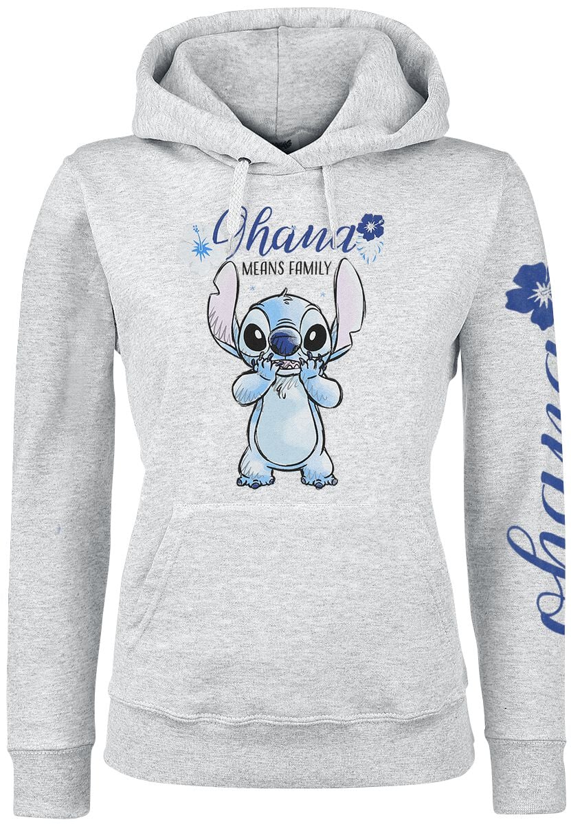 Sweat-shirt à capuche Disney de Lilo & Stitch - Ohana - S à XXL - pour Femme - gris - Lilo & Stitch