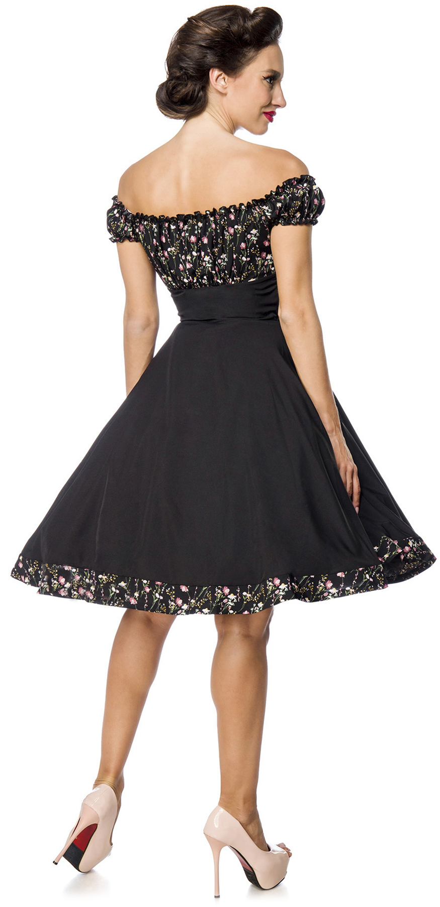 Robe mi-longue Rockabilly de Belsira - Robe Patineuse Avec Épaules Dénudées - S à 4XL - pour Femme - noir - Belsira - View 2