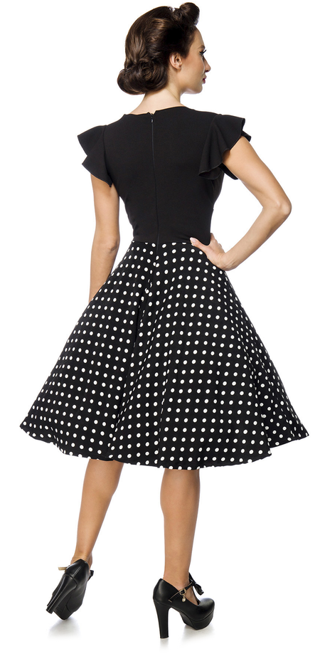 Robe mi-longue Rockabilly de Belsira - Elegantes Retrokleid - S à 3XL - pour Femme - noir/blanc - Belsira - View 2