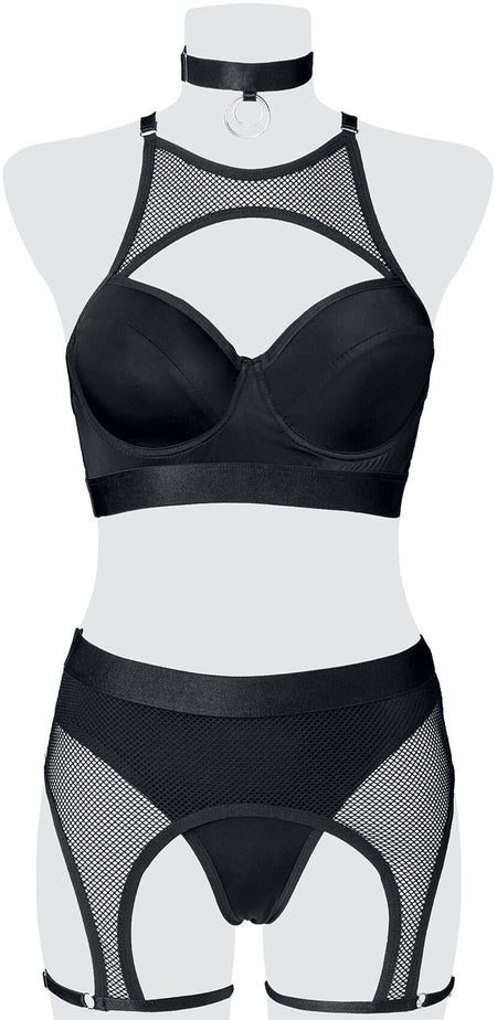 Sous-vêtement Gothic de Grey Velvet - Ensemble Érotique - M à XL - pour Femme - noir - Grey Velvet