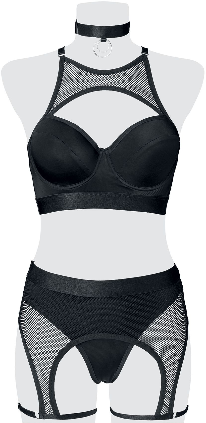 Sous-vêtement Gothic de Grey Velvet - Ensemble Érotique - M à XL - pour Femme - noir - Grey Velvet