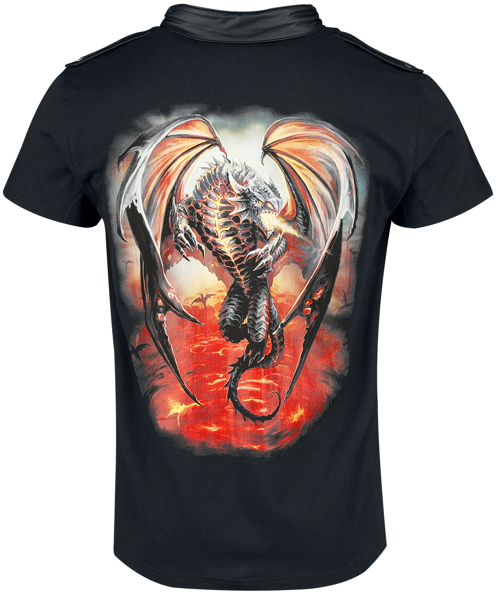 T-Shirt Manches courtes Gothic de Gothicana by EMP - Gothicana X Anne Stokes - T-shirt avec dragon imprimé sur le col - S à L - pour Homme - noir - Gothicana by EMP - View 2