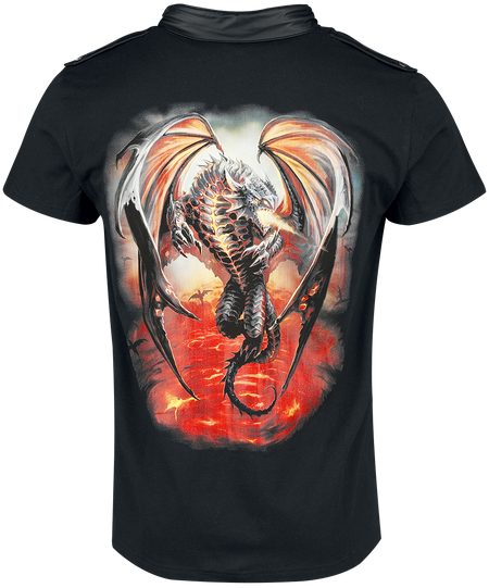 T-Shirt Manches courtes Gothic de Gothicana by EMP - Gothicana X Anne Stokes - T-shirt avec dragon imprimé sur le col - S à L - pour Homme - noir - Gothicana by EMP - View 2