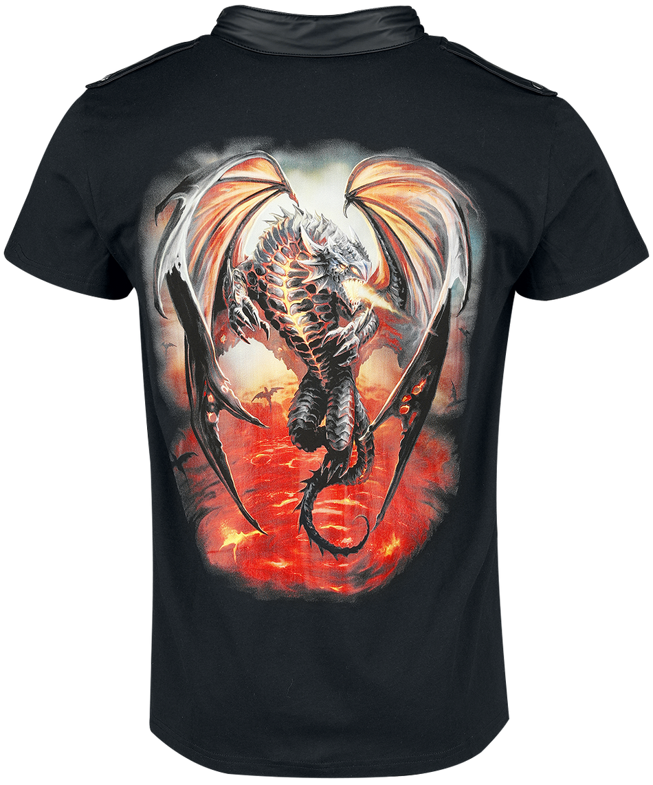 T-Shirt Manches courtes Gothic de Gothicana by EMP - Gothicana X Anne Stokes - T-shirt avec dragon imprimé sur le col - S à L - pour Homme - noir - Gothicana by EMP - View 2