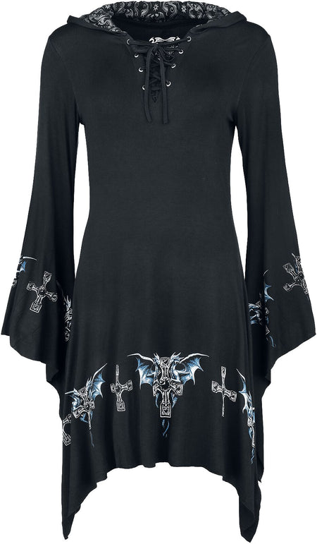 Robe courte Gothic de Gothicana by EMP - Gothicana X Anne Stokes - Robe courte Dragon - XS à 5XL - pour Femme - noir - Gothicana by EMP
