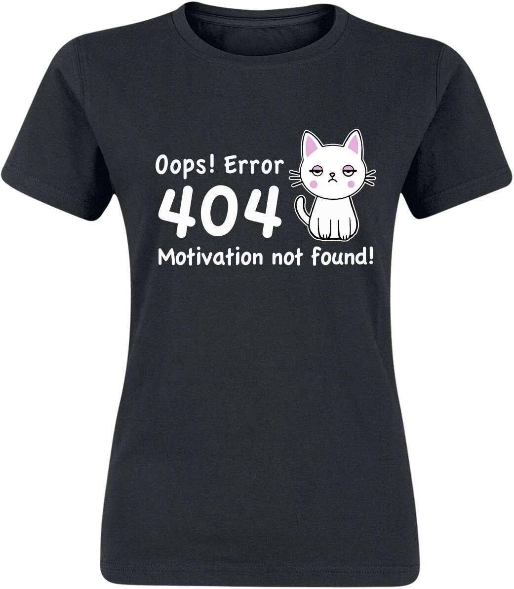 T-Shirt Manches courtes Fun de Tierisch - Motivation Not Found - S à XXL - pour Femme - noir - Tierisch