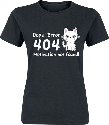T-Shirt Manches courtes Fun de Tierisch - Motivation Not Found - S à XXL - pour Femme - noir - Tierisch