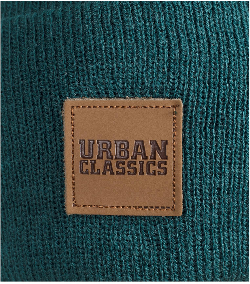 Bonnet  de Urban Classics - Bonnet Long Avec Patch En Cuir - pour Unisexe - pétrole - Urban Classics - View 2