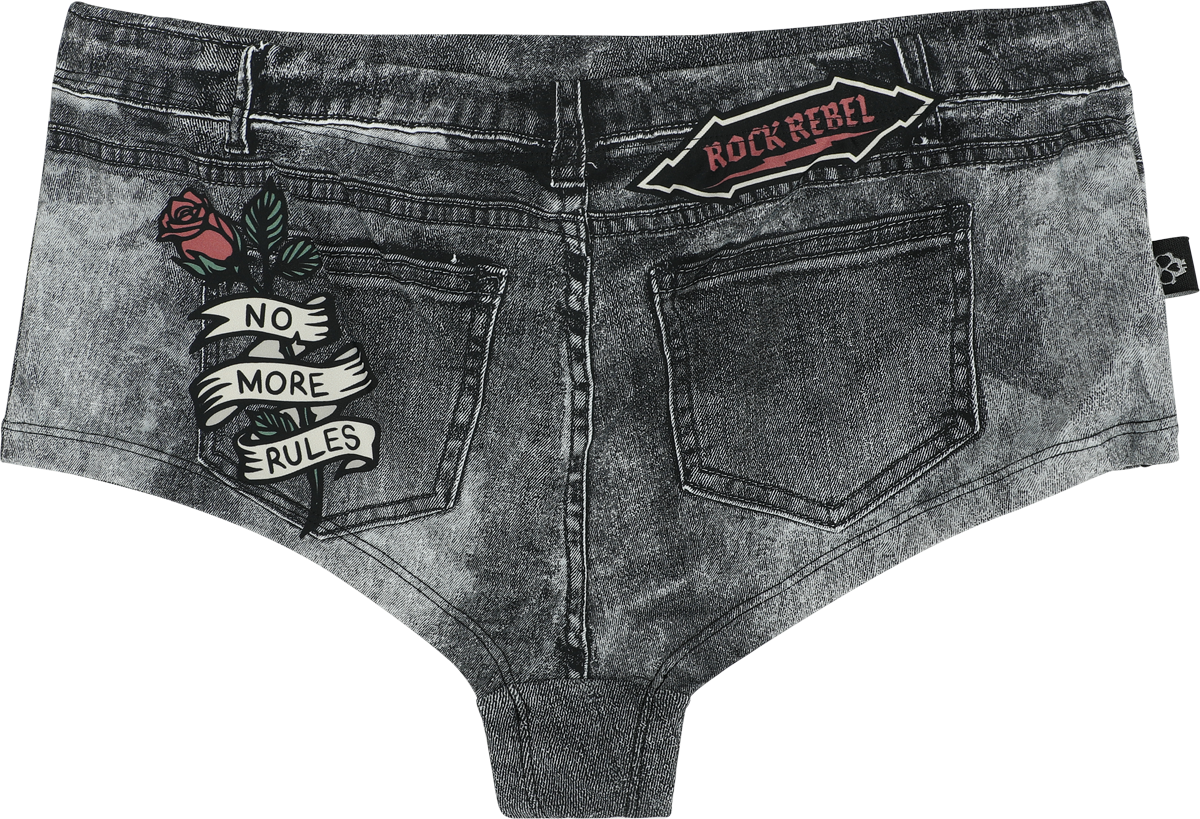 Bas de bikini  de Rock Rebel by EMP - Bas de Bikini Look Denim - M à L - pour Femme - gris foncé - Rock Rebel by EMP - View 2