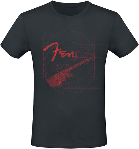 T-Shirt Manches courtes  de Fender - Guitare Rouge - S à 3XL - pour Homme - noir - Fender