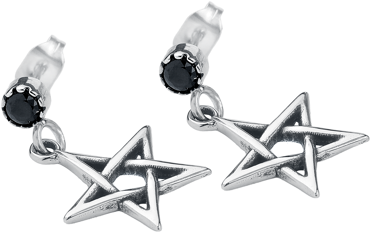 Set de boucles d'oreilles Gothic de etNox - Clous d'oreilles Pentacle - pour Femme - couleur argent - etNox - View 2
