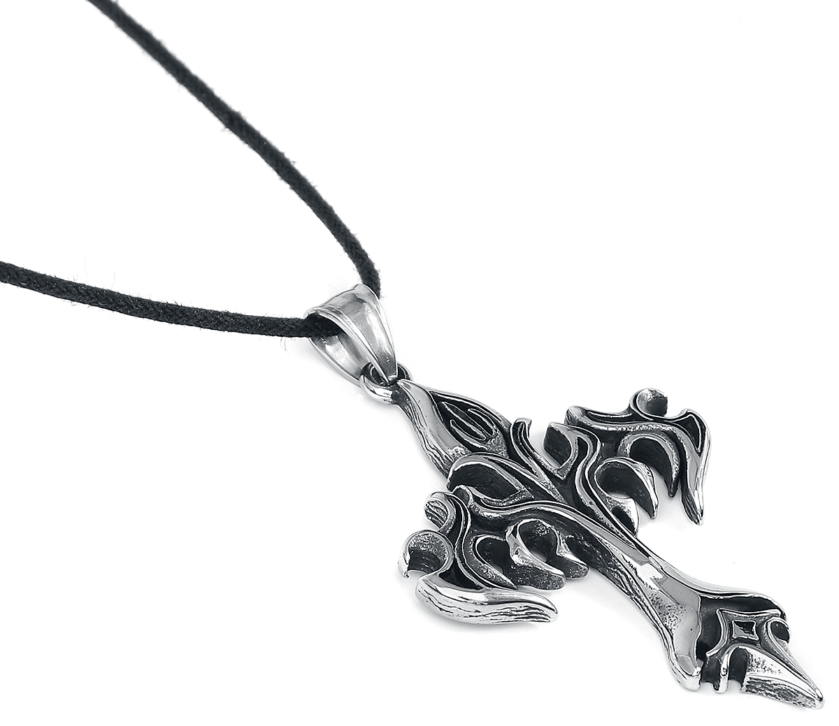 Collier Gothic de etNox hard and heavy - Flammen-Kreuz - pour Unisexe - couleur argent - etNox hard and heavy - View 2