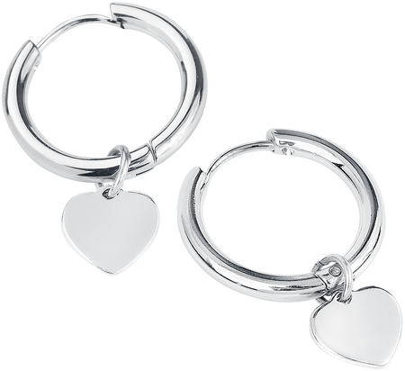 Boucles d'oreilles  de etNox - Créoles Cœur - pour Femme - couleur argent - etNox - View 2