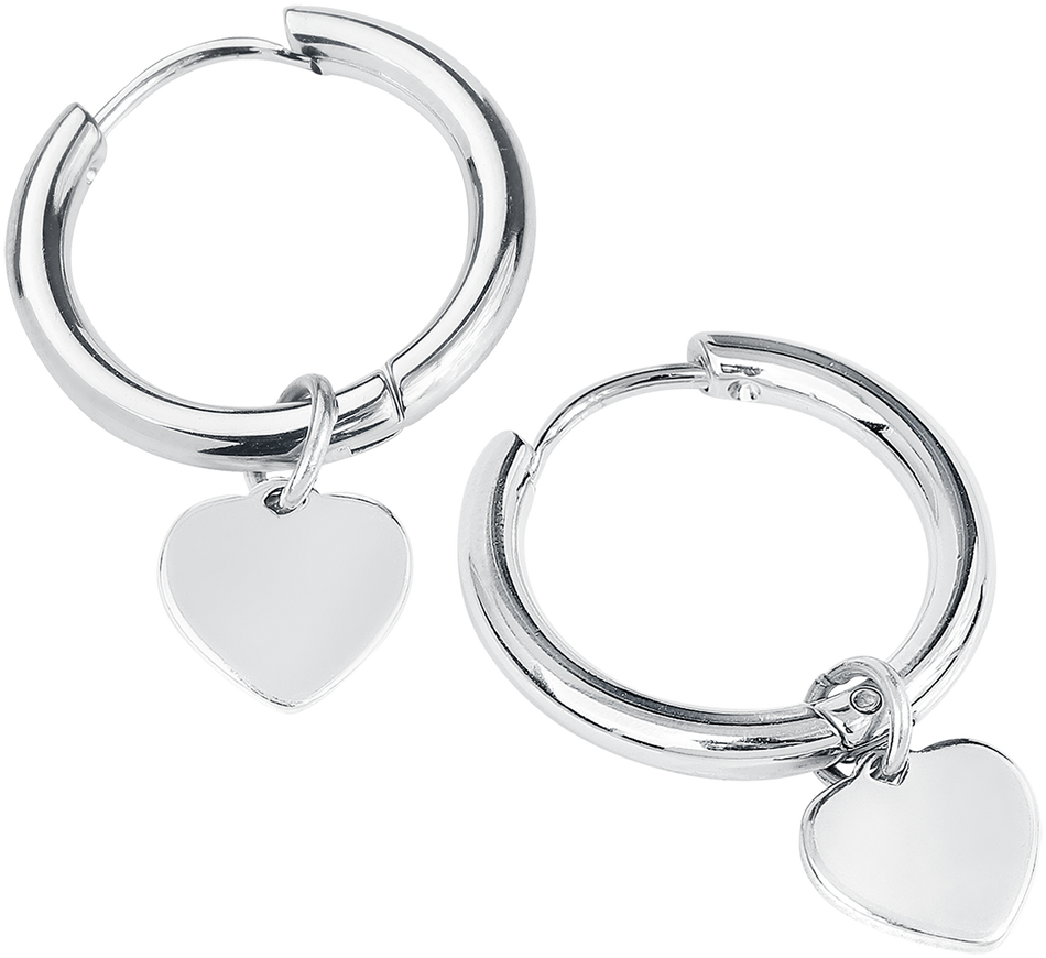 Boucles d'oreilles  de etNox - Créoles Cœur - pour Femme - couleur argent - etNox - View 2