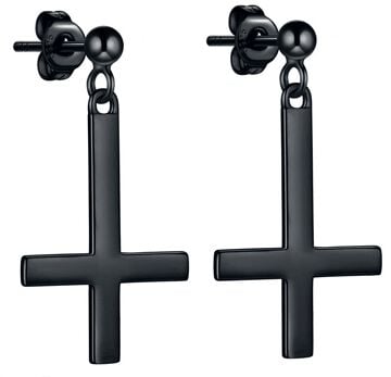 Set de boucles d'oreilles Gothic de etNox - Croix Noire - pour Femme - noir - etNox