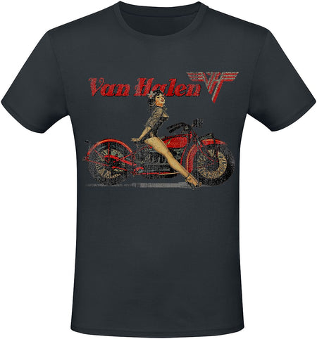 T-Shirt Manches courtes  de Van Halen - Pinup Motorcycle - S à 3XL - pour Homme - noir - Van Halen