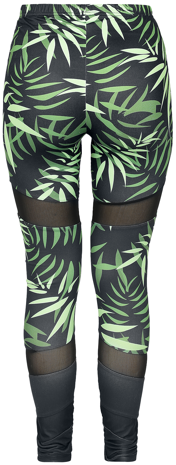 Legging  de RED by EMP - Leggings imprimé bambous & empiècements en mesh - S - pour Femme - noir/vert - RED by EMP - View 2