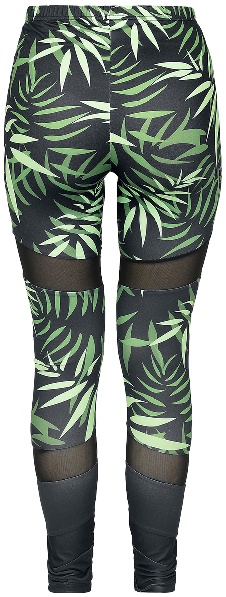 Legging  de RED by EMP - Leggings imprimé bambous & empiècements en mesh - S - pour Femme - noir/vert - RED by EMP - View 2