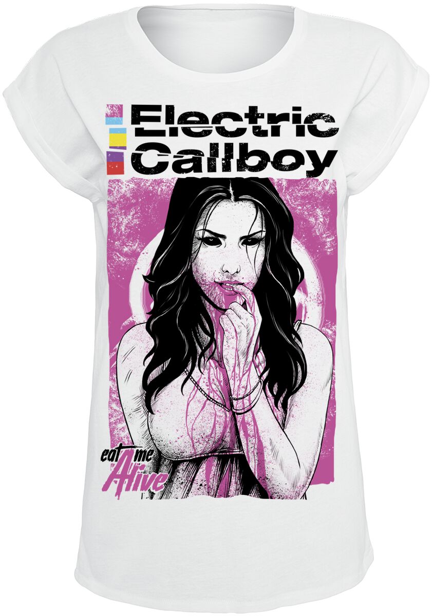 T-Shirt Manches courtes  de Electric Callboy - Eat Me Alive - L - pour Femme - blanc - Electric Callboy