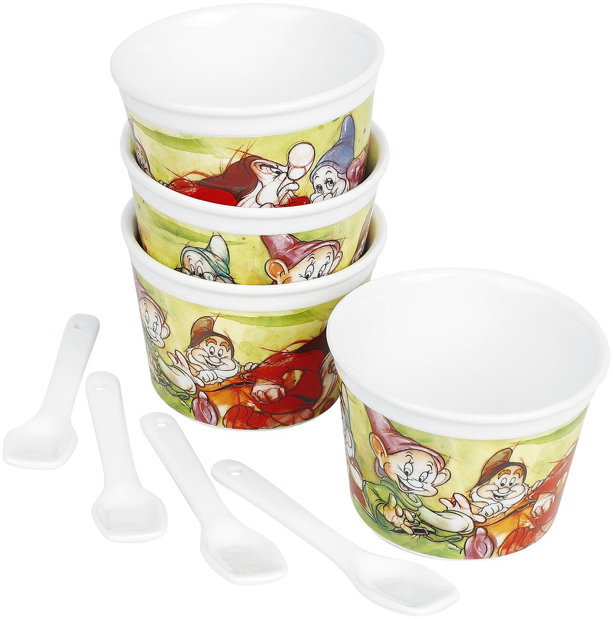 Plateaux Disney de Blanche-Neige Et les Sept Nains - Les Sept Nains - Lot de 4 coupes à glace avec petites cuillères - pour Unisexe - multicolore - Blanche-Neige Et les Sept Nains