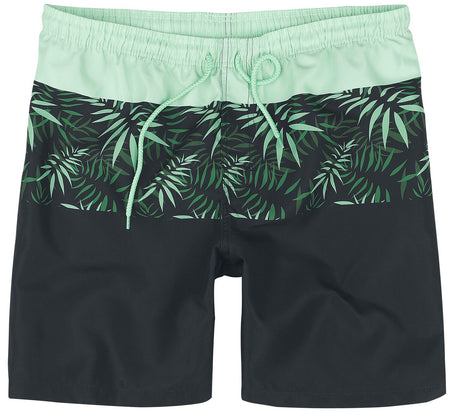 Short de bain  de RED by EMP - Swim Shorts With Palm Trees - M à XXL - pour Homme - noir/vert - RED by EMP