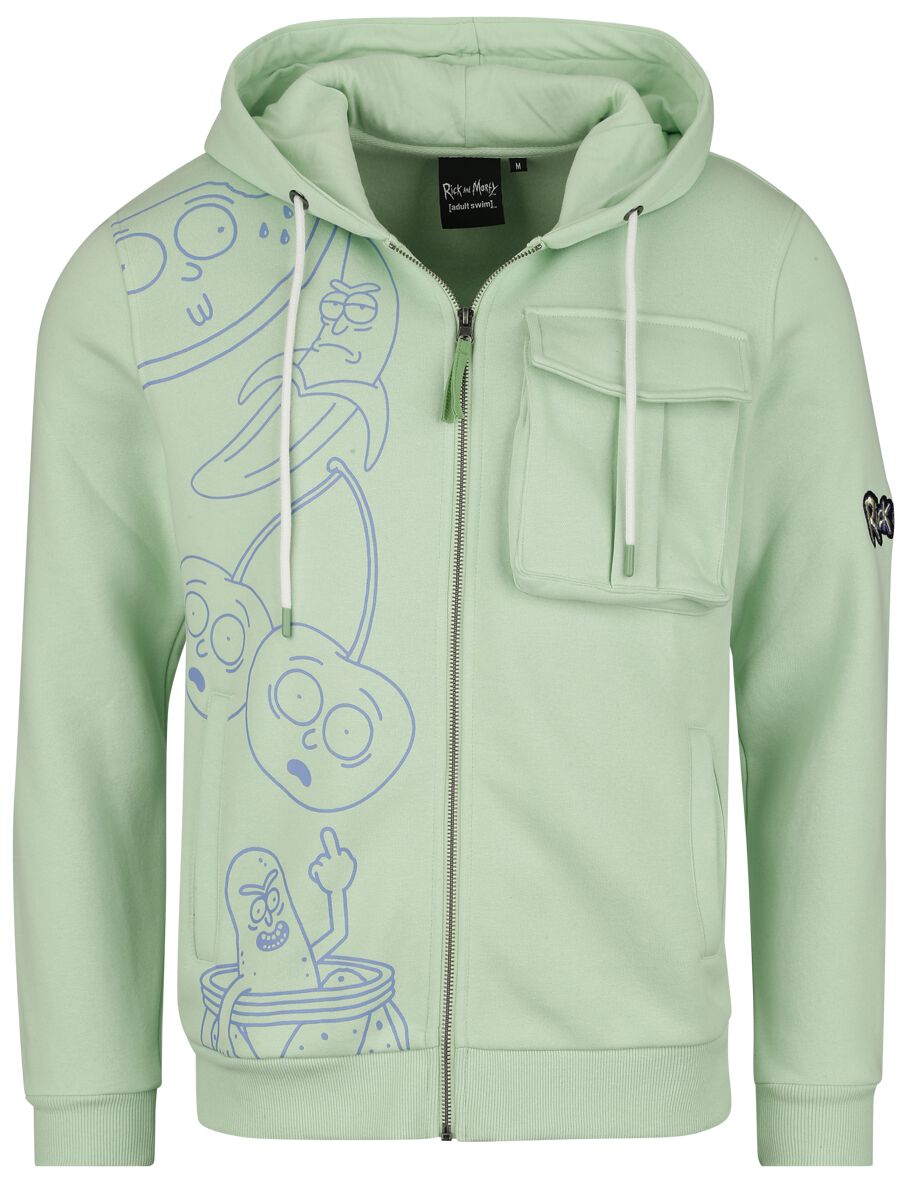 Sweat-shirt zippé à capuche  de Rick & Morty - Fruity - S à M - pour Homme - vert clair - Rick & Morty