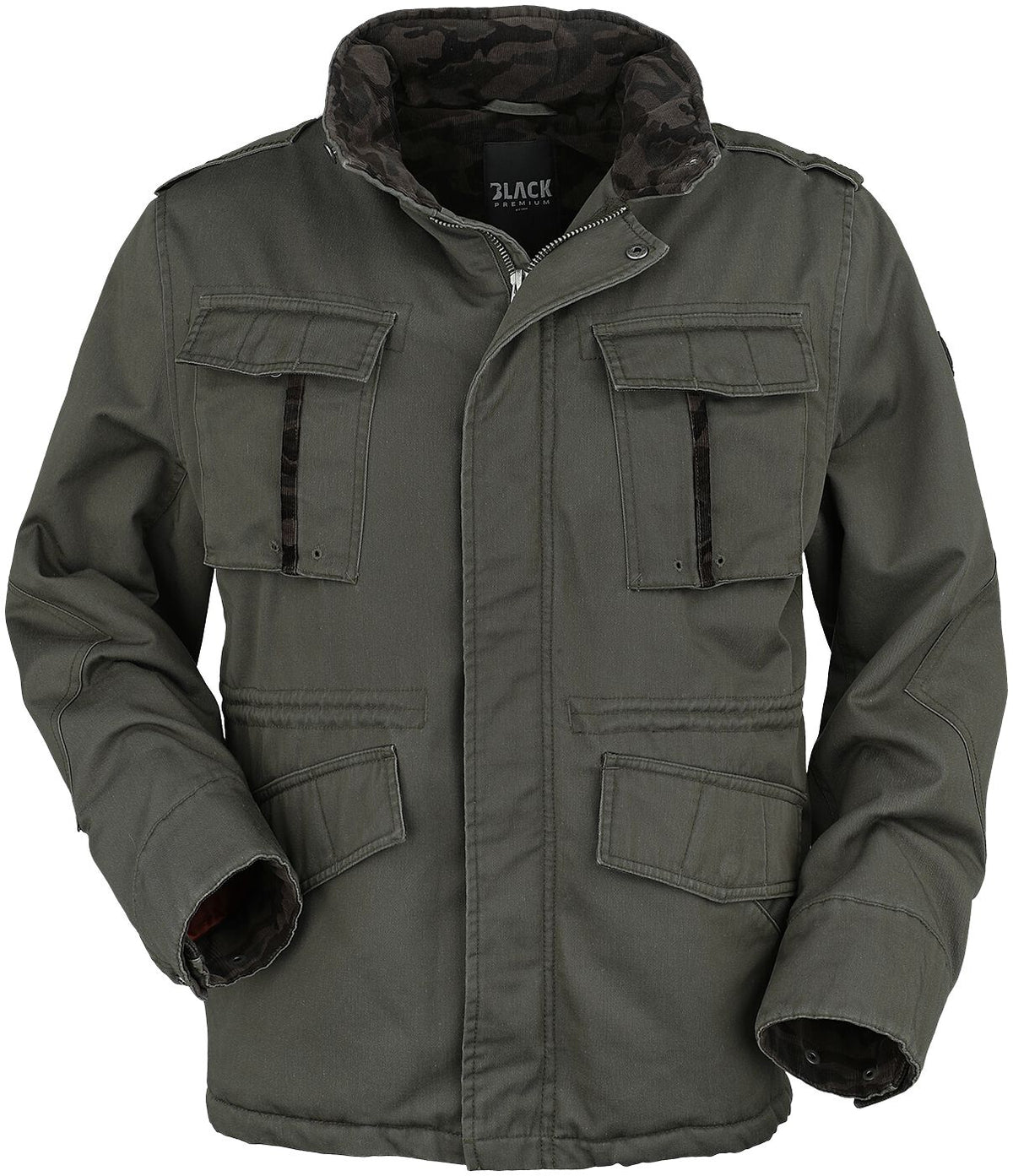 Veste d'hiver  de Black Premium by EMP - Veste avec capuche dissimulée - S à M - pour Homme - camouflage kaki - Black Premium by EMP