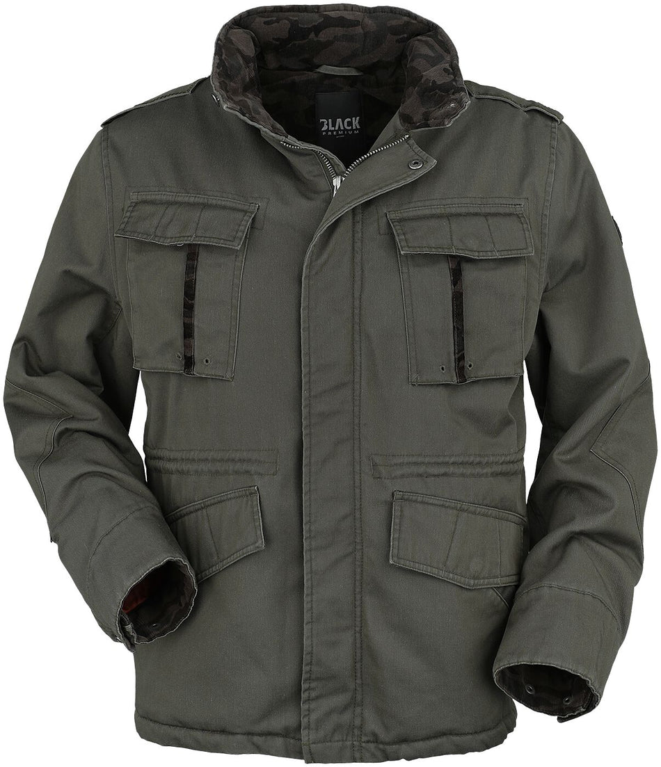 Veste d'hiver  de Black Premium by EMP - Veste avec capuche dissimulée - S à M - pour Homme - camouflage kaki - Black Premium by EMP