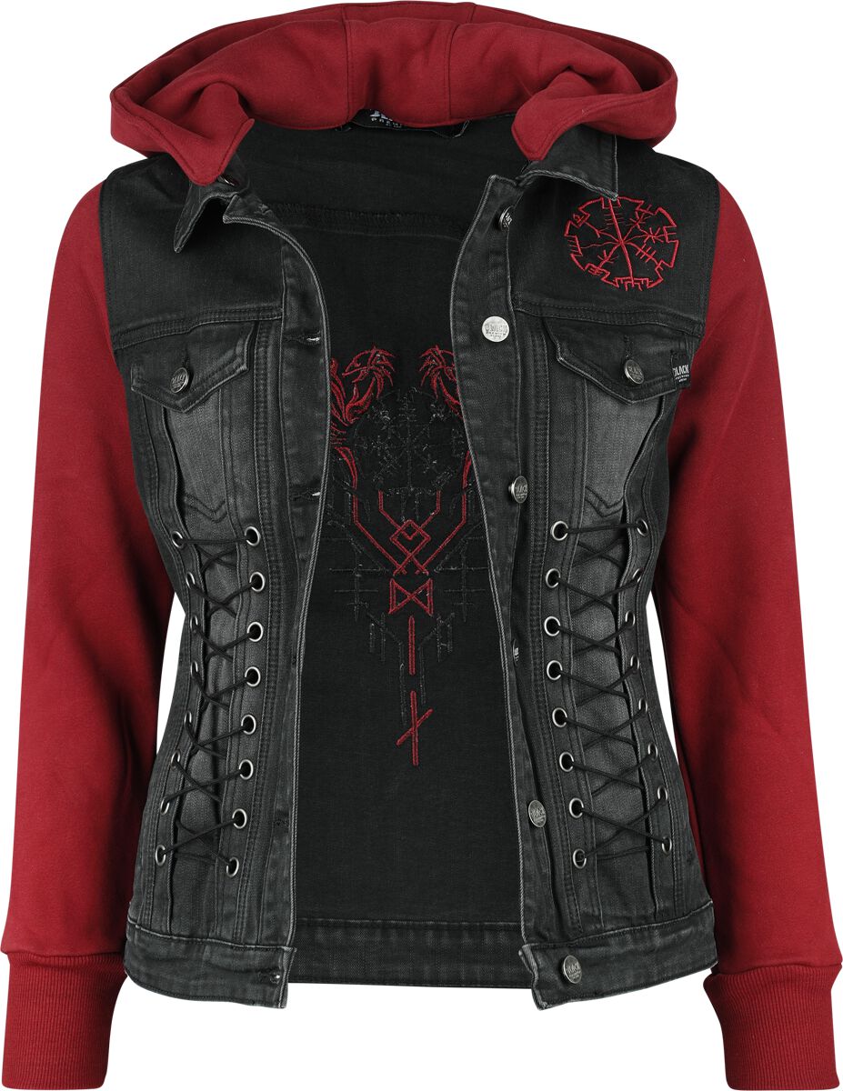 Veste mi-saison  de Black Premium by EMP - Denim Soul - S à XXL - pour Femme - noir/rouge - Black Premium by EMP
