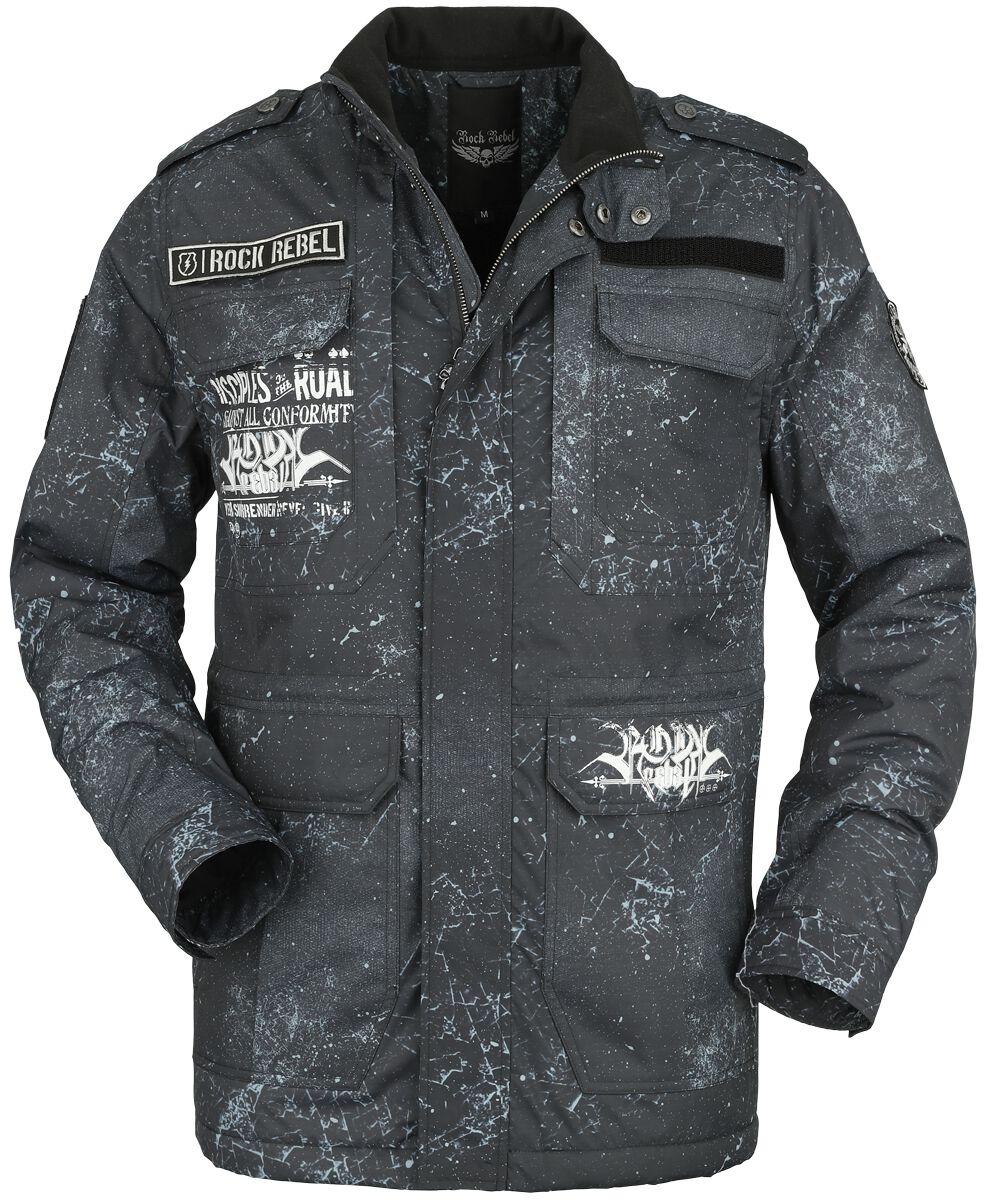 Veste mi-saison  de Rock Rebel by EMP - Veste Mi-Saison avec différents patchs - S à XL - pour Homme - gris - Rock Rebel by EMP