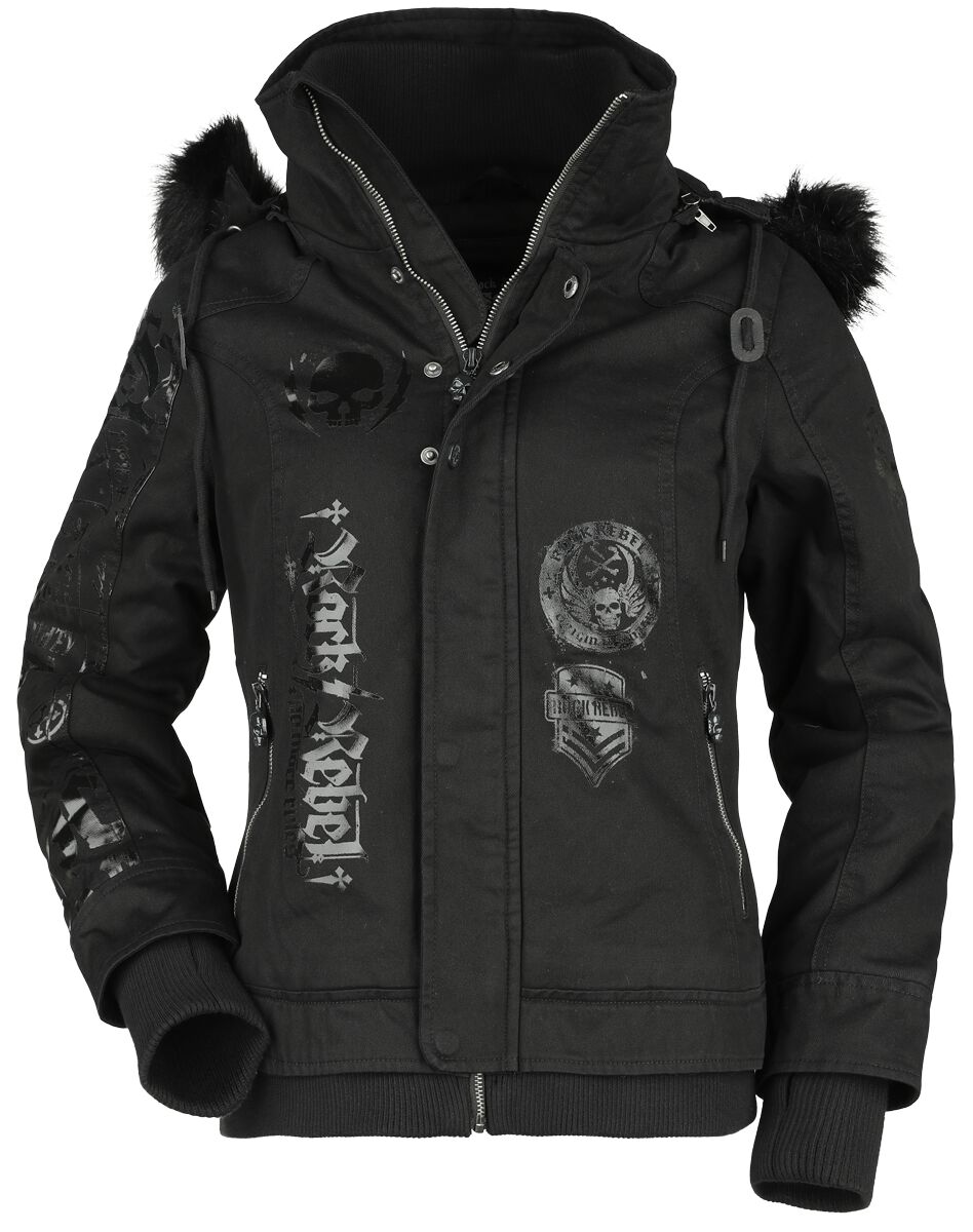 Veste d'hiver  de Rock Rebel by EMP - Manteau avec Impirmés Brillants - S à XXL - pour Femme - noir - Rock Rebel by EMP