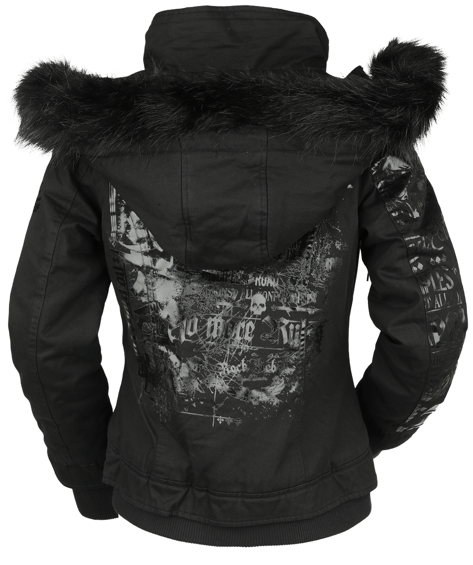 Veste d'hiver  de Rock Rebel by EMP - Manteau avec Impirmés Brillants - S à XXL - pour Femme - noir - Rock Rebel by EMP - View 2