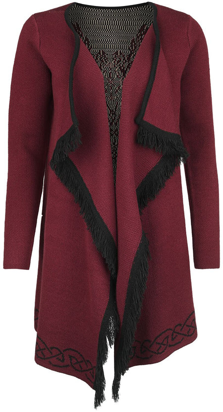 Gilets & Ponchos  de Black Premium by EMP - Cardigan With Ornaments - S à XL - pour Femme - bordeaux - Black Premium by EMP