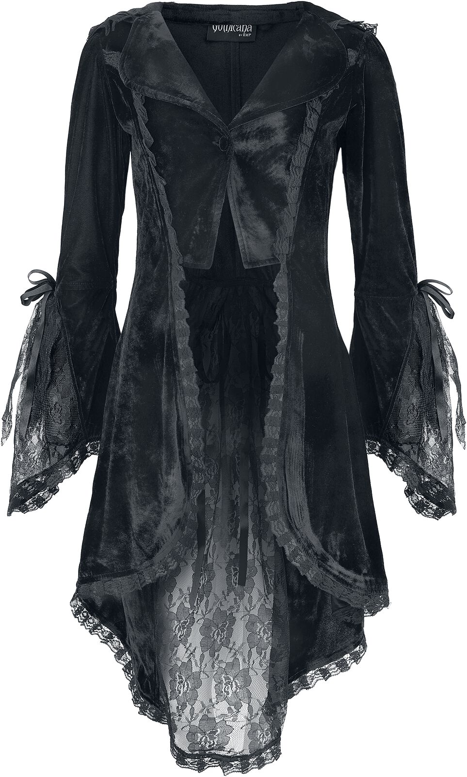 Gilets & Ponchos Gothic de Gothicana by EMP - Gilet en velours avec détails dentelle - S à XXL - pour Femme - noir - Gothicana by EMP