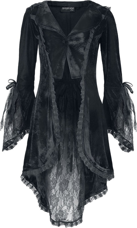 Gilets & Ponchos Gothic de Gothicana by EMP - Gilet en velours avec détails dentelle - S à XXL - pour Femme - noir - Gothicana by EMP