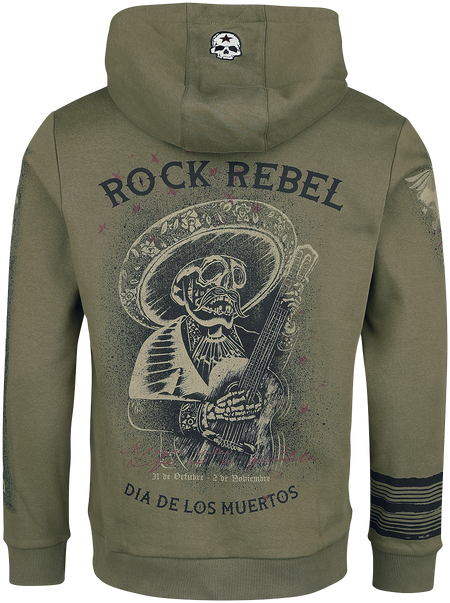 Sweat-shirt à capuche  de Rock Rebel by EMP - Sweat à Capuche Imprimé Crâne - M à XXL - pour Homme - olive - Rock Rebel by EMP - View 2