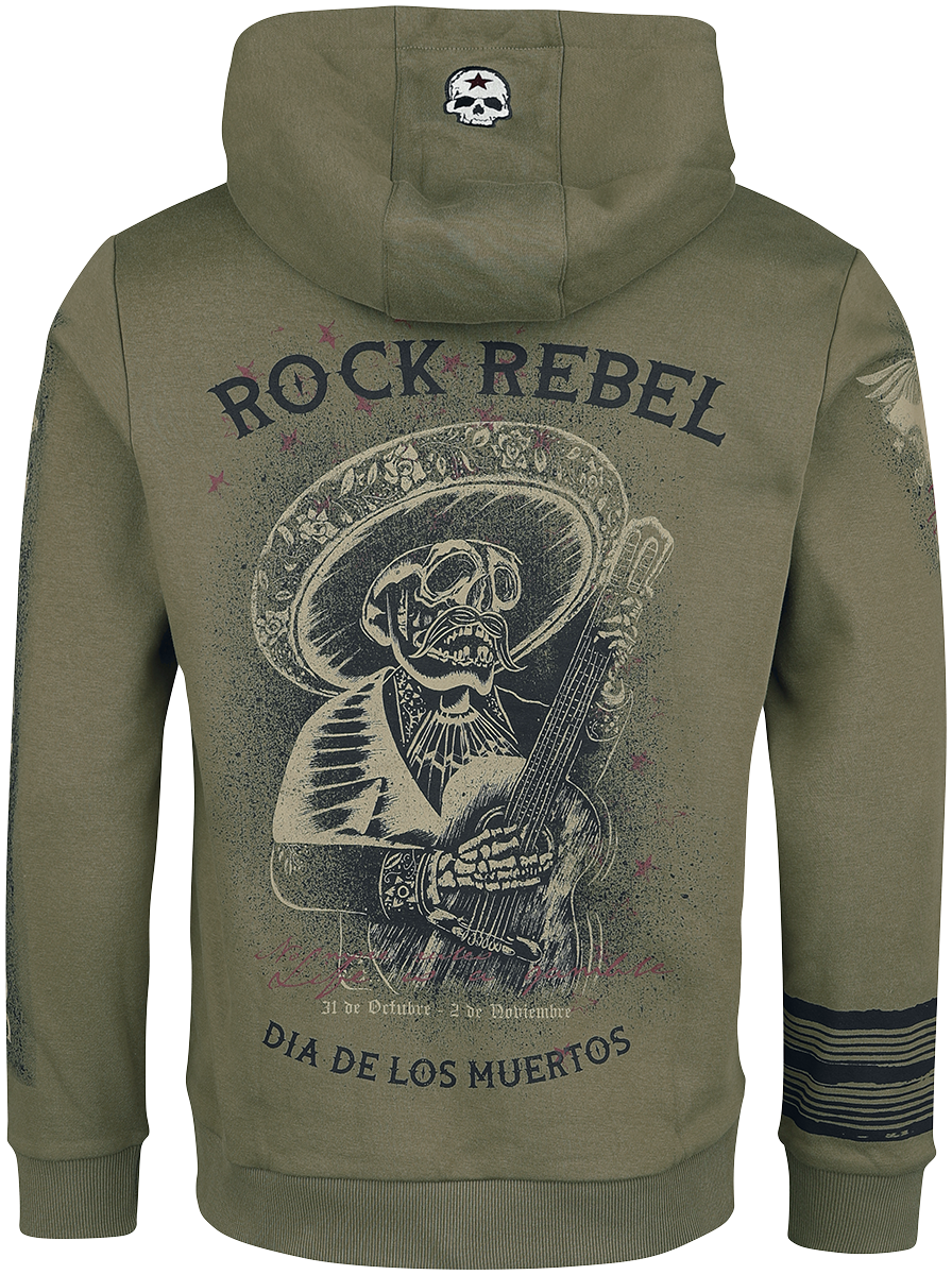 Sweat-shirt à capuche  de Rock Rebel by EMP - Sweat à Capuche Imprimé Crâne - M à XXL - pour Homme - olive - Rock Rebel by EMP - View 2