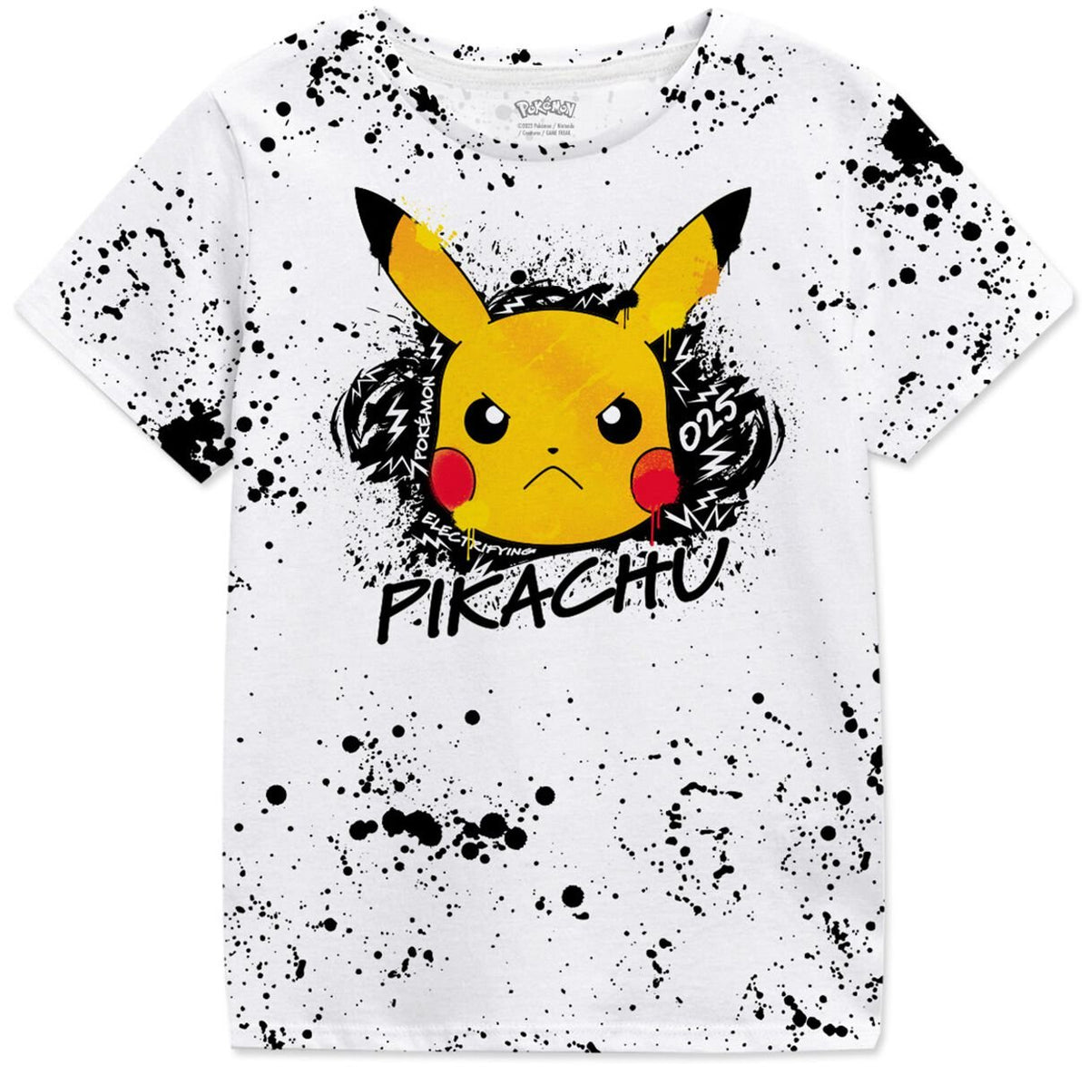 T-Shirt Manches courtes Gaming de Pokémon - Enfants - Éclaboussures & Pikachu - 104 à 152 - pour Unisexe - multicolore - Pokémon