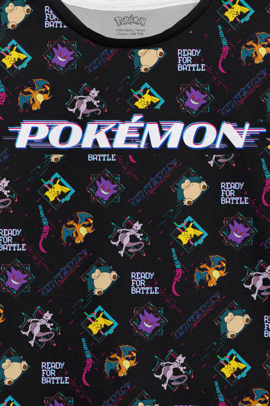 T-Shirt Manches courtes Gaming de Pokémon - Enfants - Distortion - 104 à 116 - pour Unisexe - noir - Pokémon - View 2