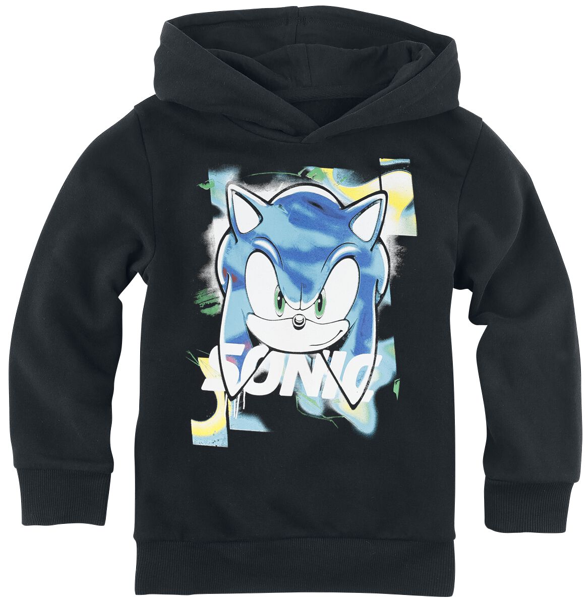 Sweat-Shirt à capuche Gaming de Sonic The Hedgehog - Enfants - Tête Sonic - 104 - pour filles & garçonse - noir - Sonic The Hedgehog