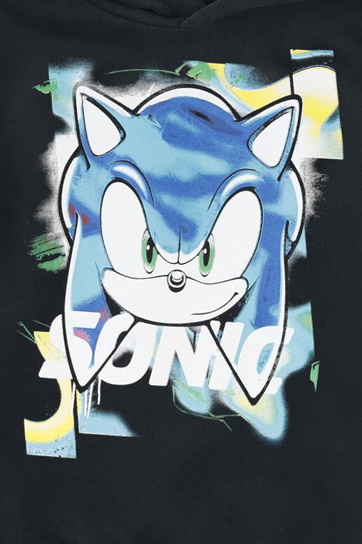 Sweat-Shirt à capuche Gaming de Sonic The Hedgehog - Enfants - Tête Sonic - 104 - pour filles & garçonse - noir - Sonic The Hedgehog - View 2