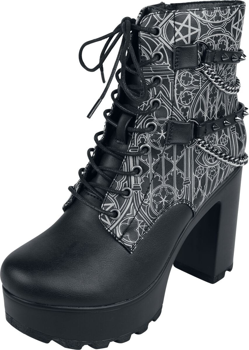 Talons hauts Gothic de Gothicana by EMP - Bottines avec chaînes & boucles - EU37 à EU40 - pour Femme - noir - Gothicana by EMP