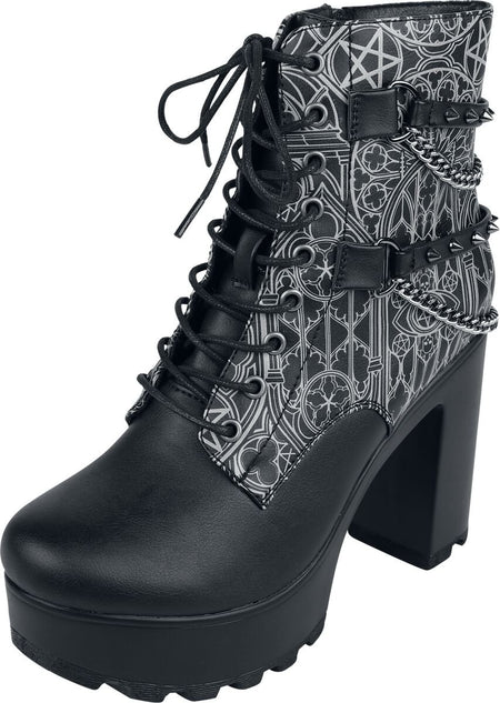Talons hauts Gothic de Gothicana by EMP - Bottines avec chaînes & boucles - EU37 à EU40 - pour Femme - noir - Gothicana by EMP