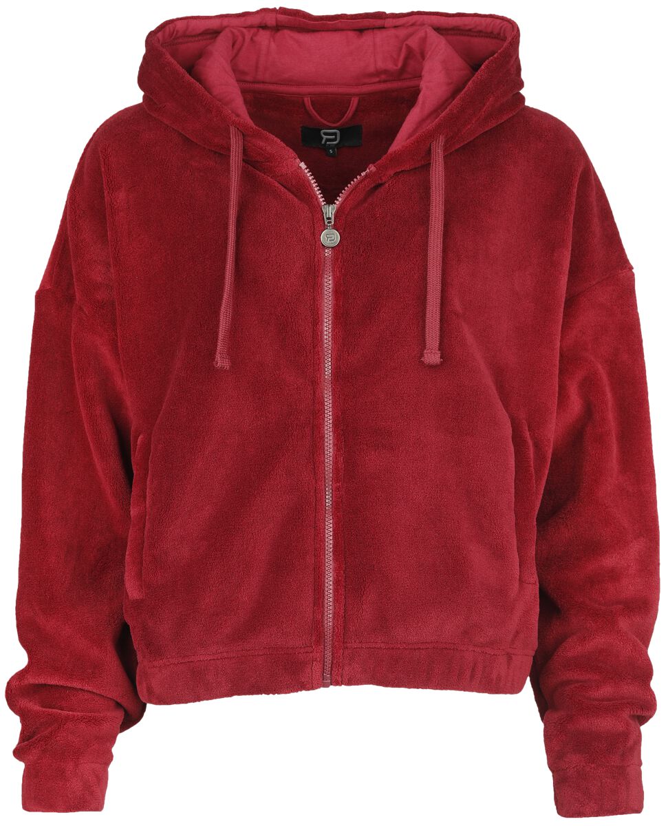 Sweat-shirt zippé à capuche  de RED by EMP - Sweat à capuche fluffy - S à M - pour Femme - rouge - RED by EMP