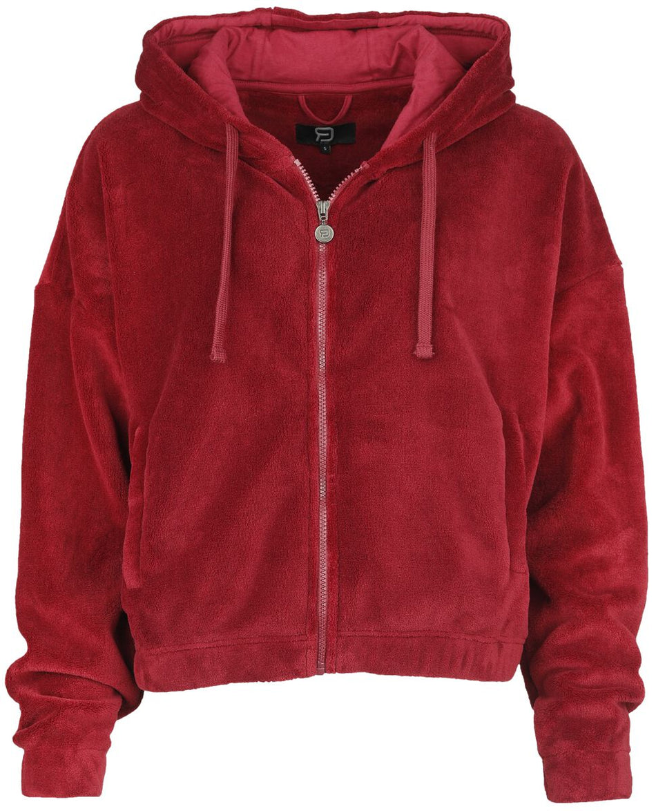 Sweat-shirt zippé à capuche  de RED by EMP - Sweat à capuche fluffy - S à M - pour Femme - rouge - RED by EMP