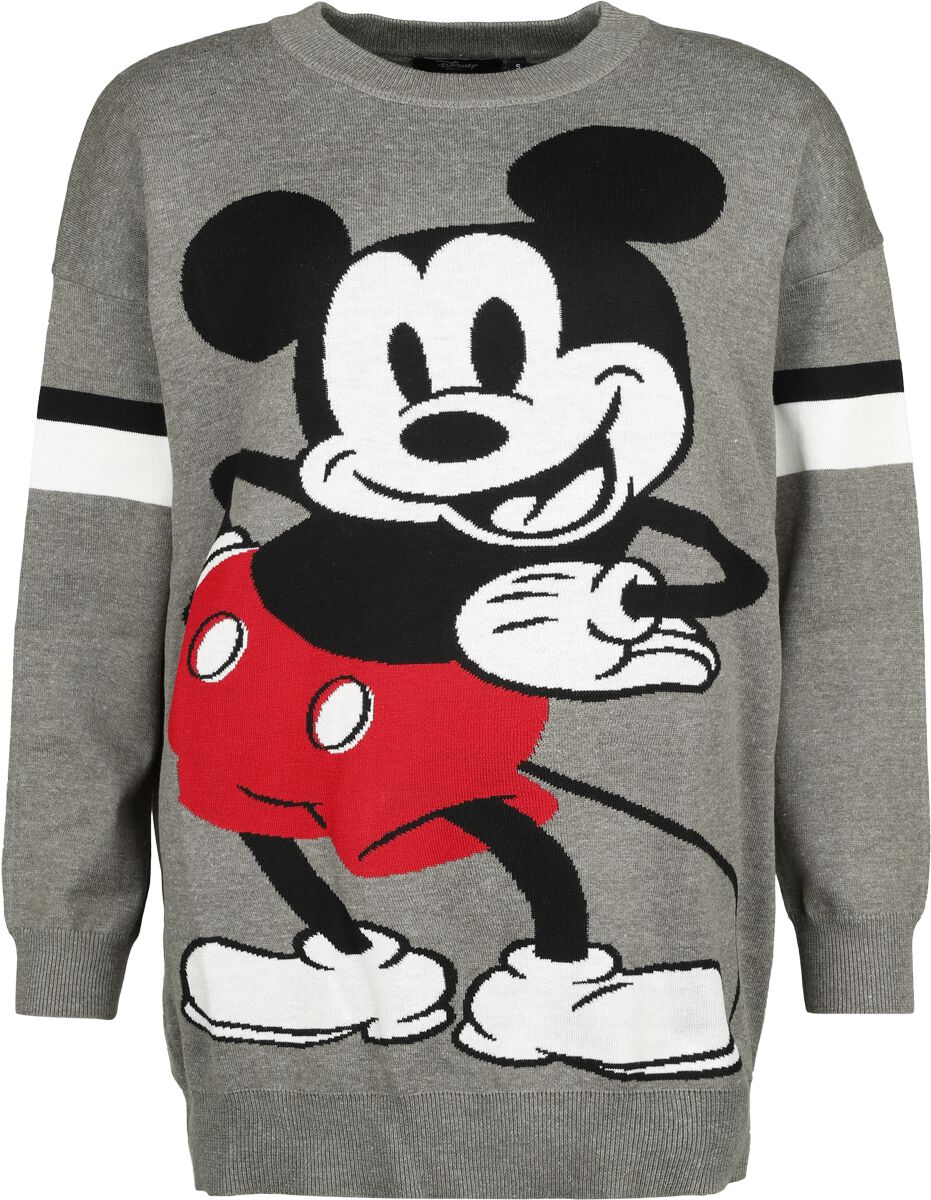 Pull tricoté Disney de Mickey & Minnie Mouse - Pull Mickey Mouse - S - pour Femme - gris - Mickey & Minnie Mouse