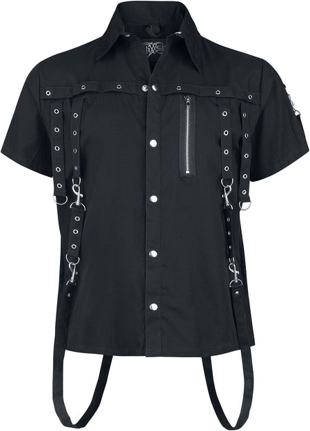 Chemise manches courtes Gothic de Vixxsin - Chemise Cassius - S à 4XL - pour Homme - noir - Vixxsin